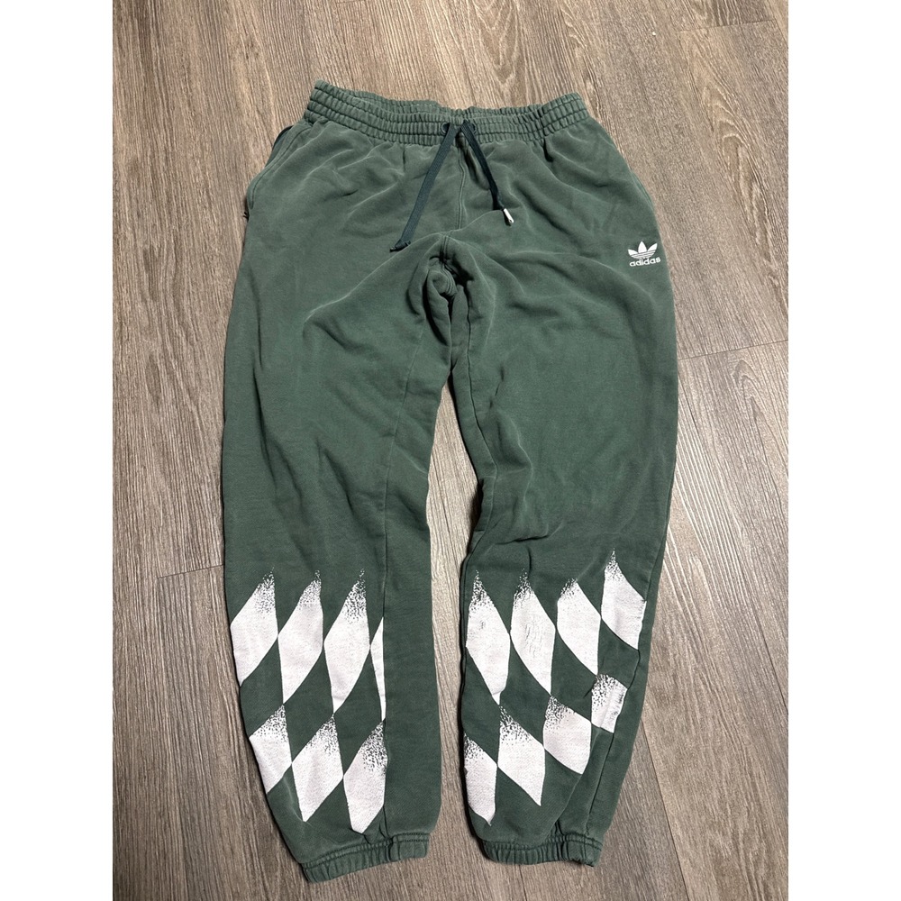 Adidas Originals Mens Green Diamond Graphic Trefoil Jogger Sweatpants Medium